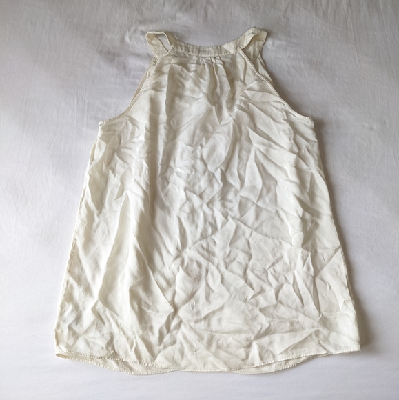 Theory 100% Silk Halter Top Half Button Down Creamy White Small Relaxed Fit - Picture 7 of 12